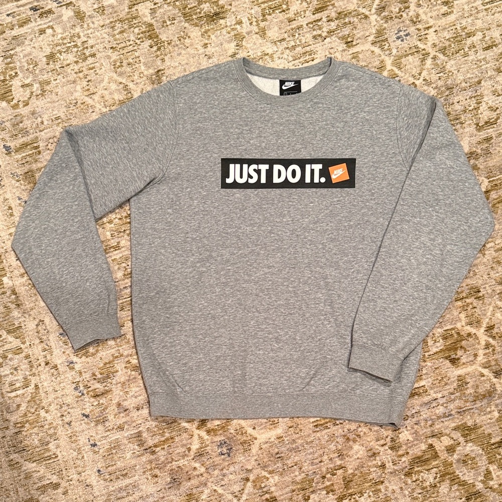 Nike Gray JUST DO IT Crewneck Sweatershirt Men’s L